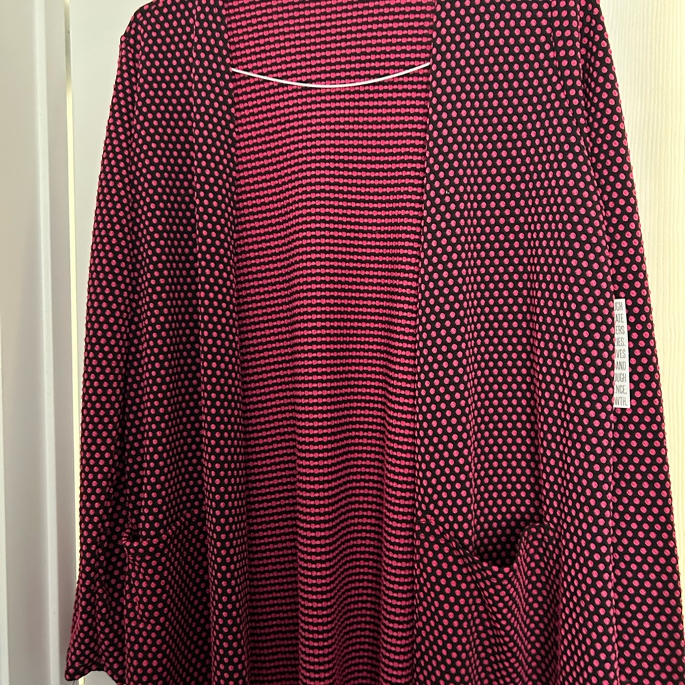 LuLaRoe Black and Pink Dot Top